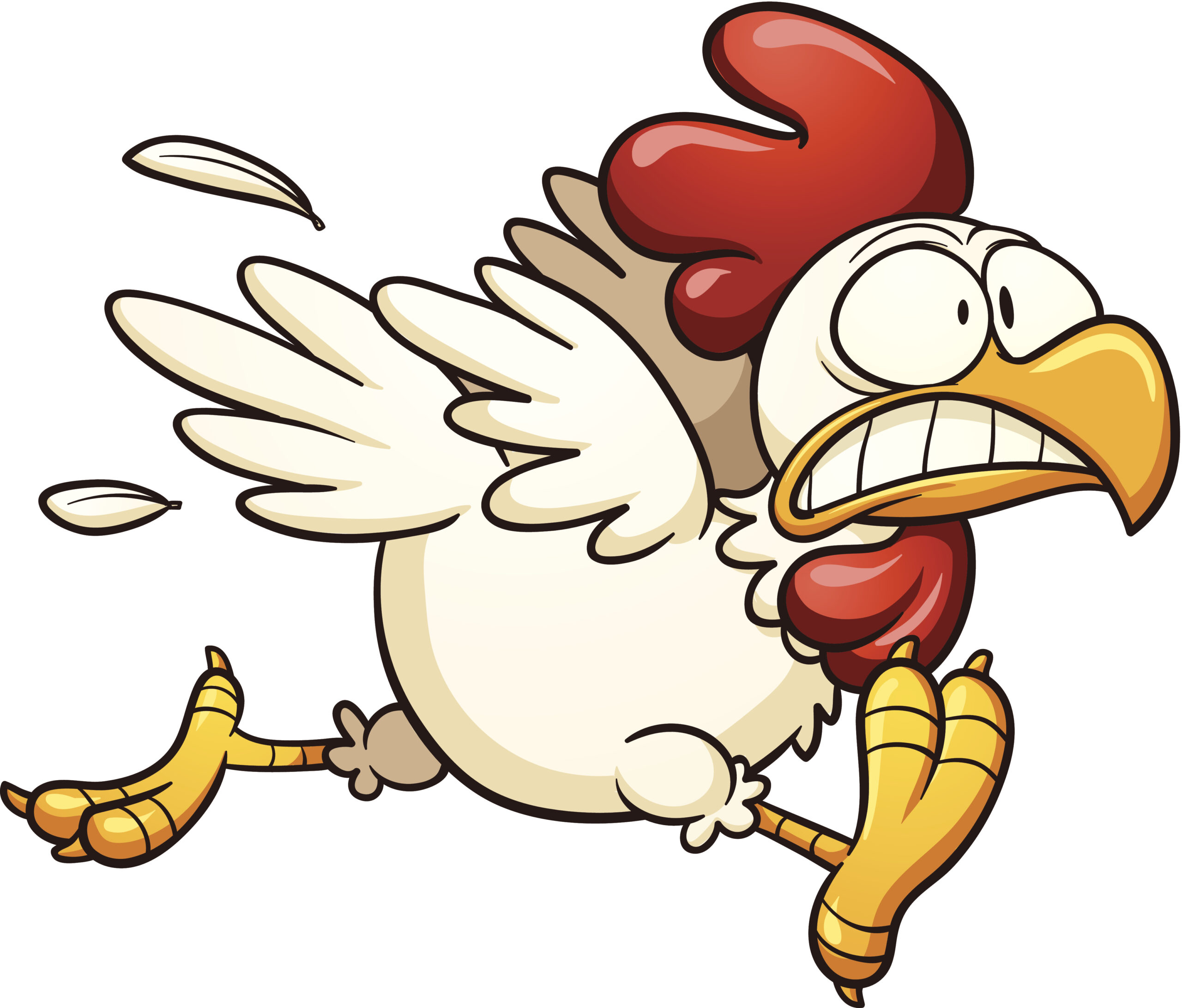 Scared cartoon chicken